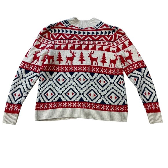 Nordic Isle V-Neck Christmas Cardigan Sweater Women's Size S/M Reindeer Holiday - Picture 2 of 10